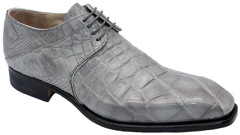 Fennix Italy "Oliver" Light Grey Genuine Alligator Oxford Shoes.